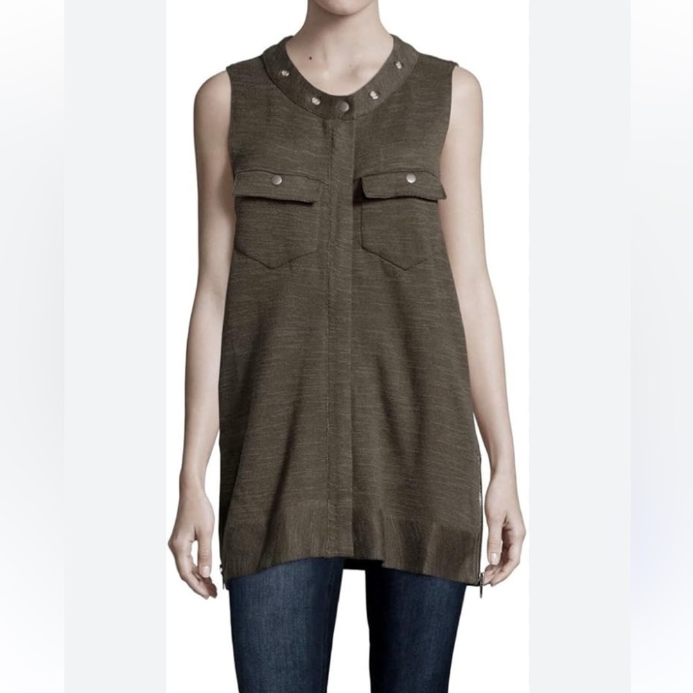 Free People Olive Green Highway Zip Front Vest/Tunic size small
